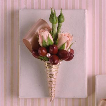 Pink & Brown Boutonniere