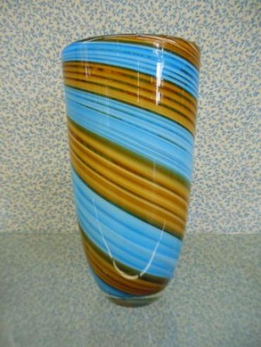 Blue and Gold Swirl 10 1/4\" Tall 5\" Opening