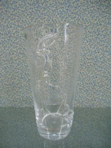 Hand Blown Glass 11 3/4\" Tall 5 1/4\" Opening 1/4\" Thick