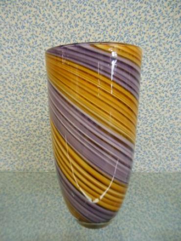 Purple and Gold Swirl 10 1/4\" Tall 5\" Opening