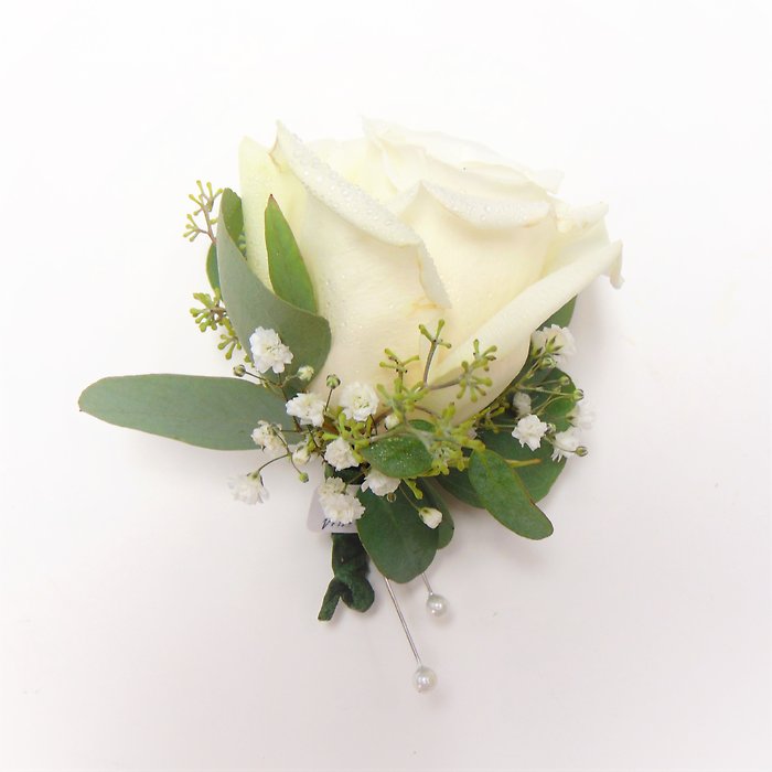 Single White Rose Boutonniere
