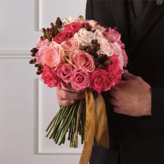 Pink Rose & Hypericum Bridal Bouquet